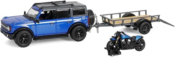 Greenlight Collectibles 32320-C Hitch and Tow Series 32-1:64 Scale Diecast Model - 2021 Ford Bronco Black Diamond - Velocity Blue Metallic with