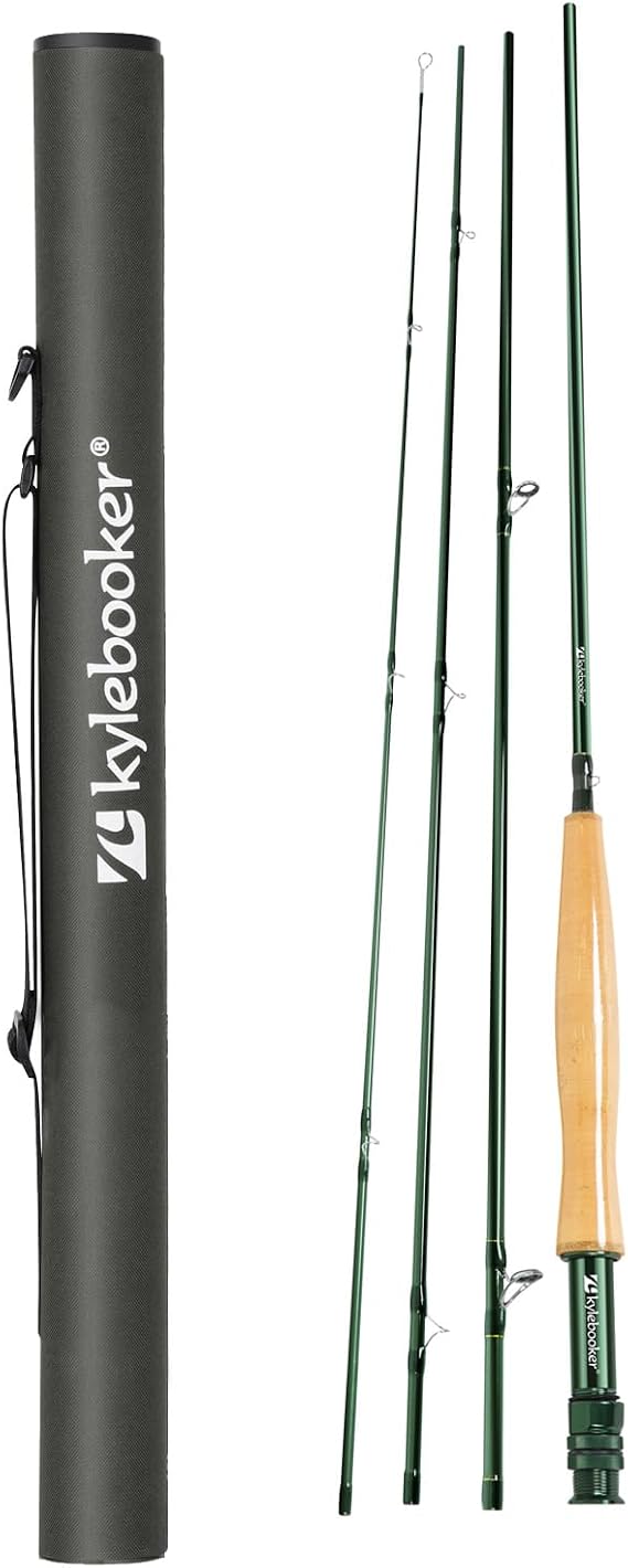 Kylebooker 4 wt Fly Fishing Rod with Tube, 4-Sections, Medium-Fast Action Lightweight Fly Rod IM7 Carbon Fiber Blank (4wt 80)