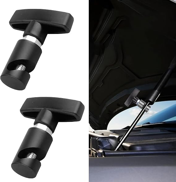 Pack-2 Car Hood Prop Rod Tool Struts Clamp, Vehicle Support Rod Retainer, Universal Snap-on Anti-Pinch Automotive Suppor Accessories (Black)