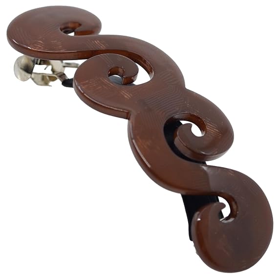 Camila Paris CP3170 French Hair Barrette Clip for Girls, Handmade, Brown, Gold Metal Clasp Strong Hold Grip Hair Clips for Women, No Slip and Durable Styling Girls Hair Accessories, Made in France