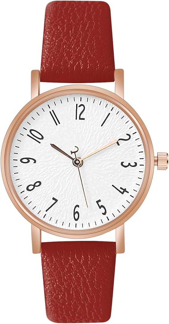 OFFCUP Women's Leather Quartz Watch, Leather Strap Ladies Watches
