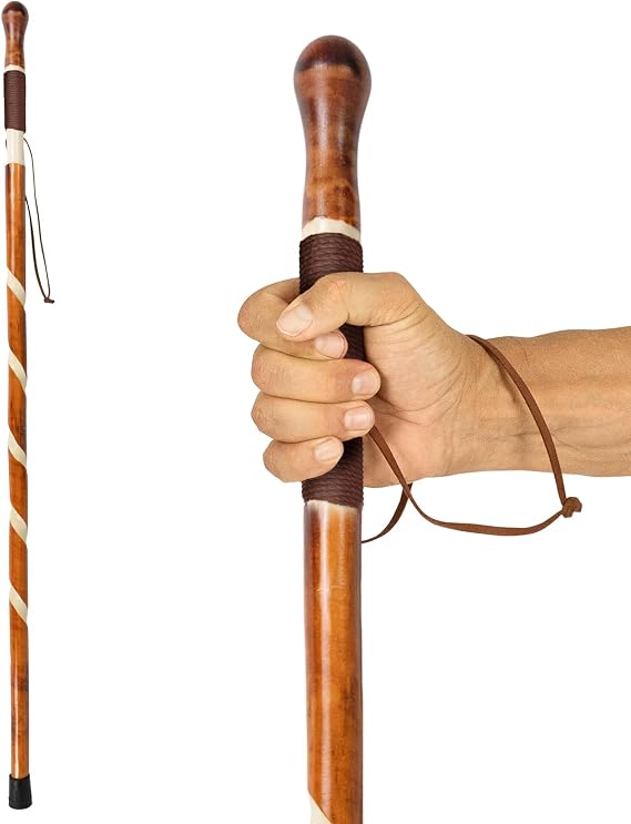Vive Wooden Walking Stick - Willow Cane for Seniors Hiking & Balance | Heavy Duty Carved Twisted Wood Sticks for Men & Women - Stylish Support Pole for Outdoor Trekking & Weight Bearing