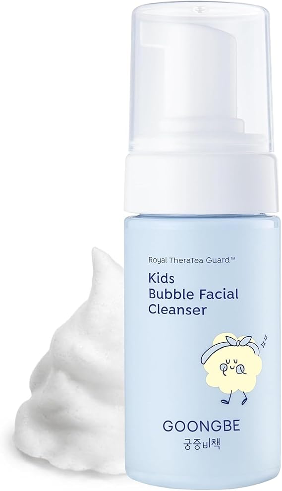 GOONGBE Kids' Bubble Facial Cleanser - Korean Kids Low pH Bubble Foam Face Wash - Gentle Cleansing & Hydrating with Panthenol and Amino Acids - Allergen Free Scent, 100ml