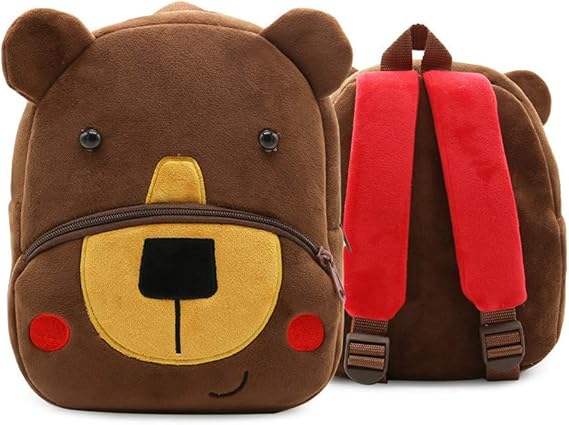 KISSOURBABY Cute Toddler Backpack Toddler Bag Plush Animal Cartoon Mini Travel Bag for Baby Girl Boy 1-4 Years(Coffee Bear)