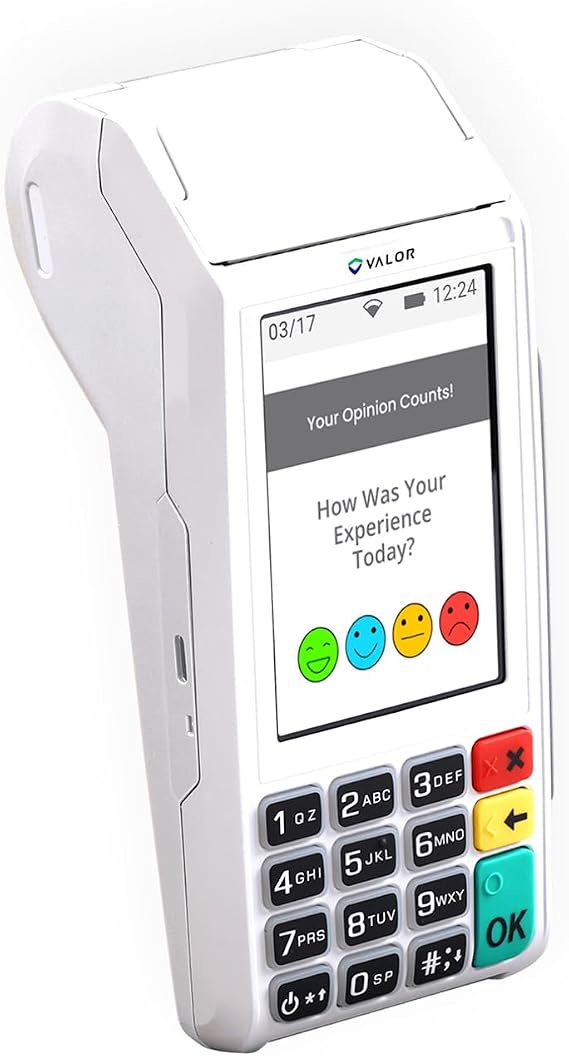 Valor VL110 Handheld Payment Terminal | VL110 POS Terminal Flexible Payment Acceptance with 3.5 Touchscreen, PCI PTS 4.x, Dual Pricing, 4.2V/2100mAh Battery, and Reliable Connectivity