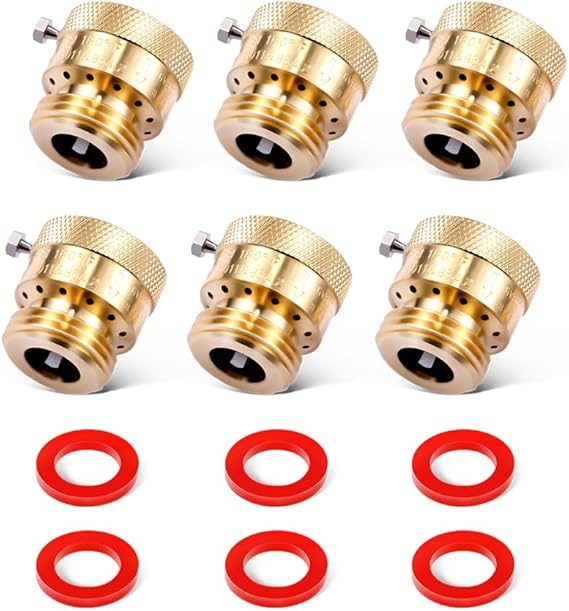 6 Pack Brass 3/4" Inch GHT Hose Bibb Backflow Preventer Vacuum Breaker