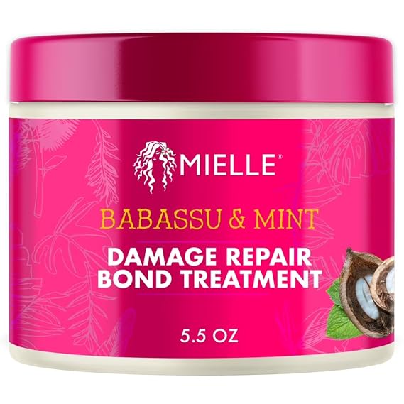 Mielle Organics Babassu & Mint Damage Repair Bond Treatment for Chemical and Heat Damaged Hair, 5.5 Ounce