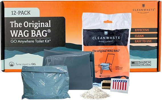 Cleanwaste WAG Bag Portable Toilet Kit with Odor Control Bags, 12 Ct