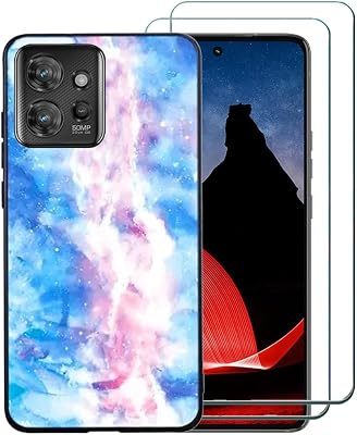 for ThinkPhone Case with Screen Protector, Motorola Think Phone Case, Marble Design Ultra Slim TPU Case with Screen Protector Shock Absorbing Marble Case for Motorola ThinkPhone 6.6 -Blue