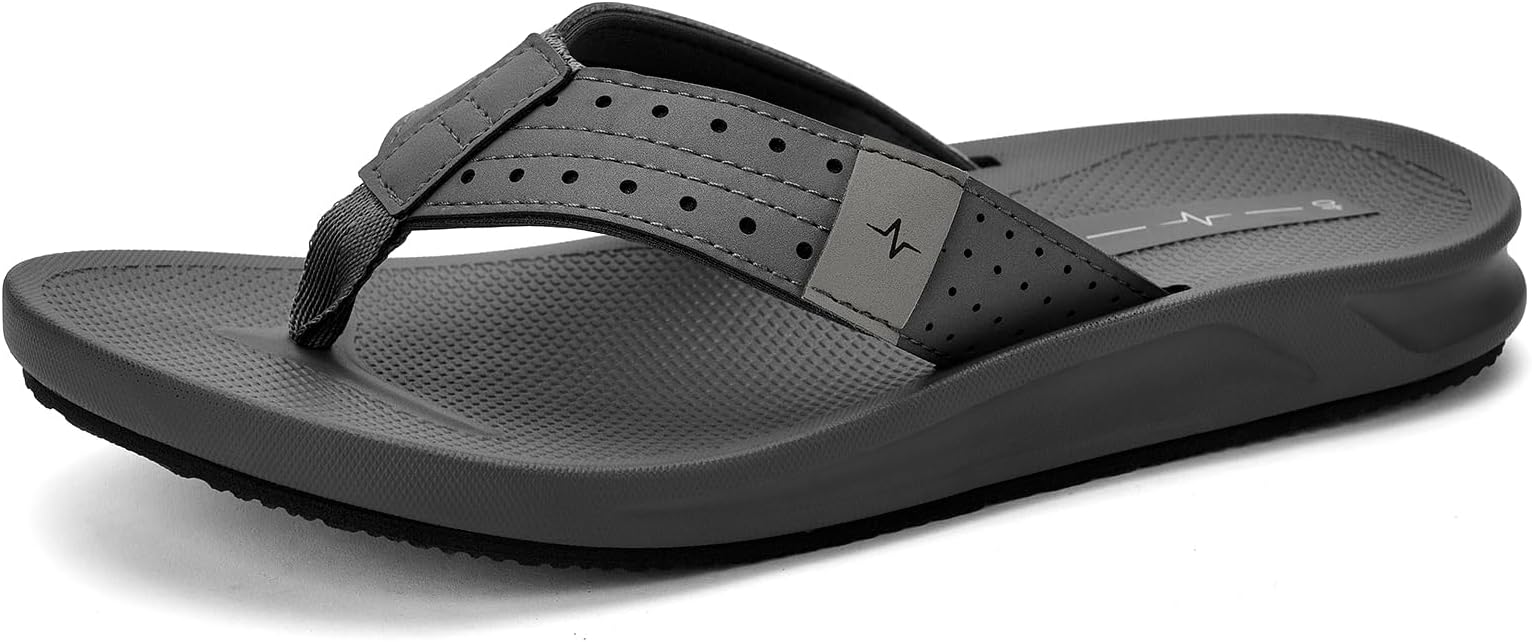 Men's Ultra Soft Cushion Flip Flops with Arch Support, Quick Dry Thong Sandals for Indoor & Outdoor Comfort