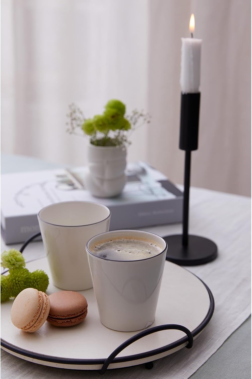Kütahya Porcelain Varnish Crop 2 Piece Mug Cup, Black Mesh