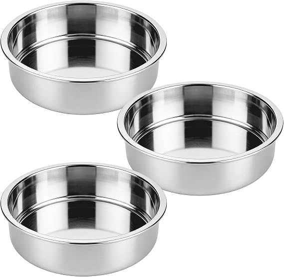 tifanso 3PCS 8" Round Stainless Steel Even Heating Cake Pans for Baking