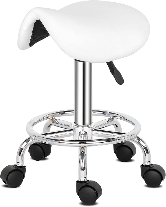 Alightup Office Stool with Wheels 360 Rotation White