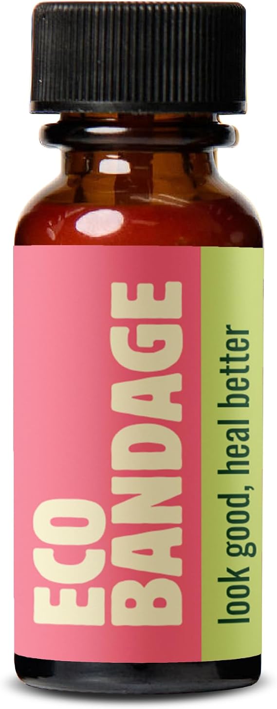 Eco Bandage Concealing Antiseptic Liquid Bandage, Waterproof, Brush-On for Cuts, Scrapes, Burns & Blisters, Latex Free, Dye Free, Dermatologist Recommended, 0.3 fl oz (Hibiscus Pink)