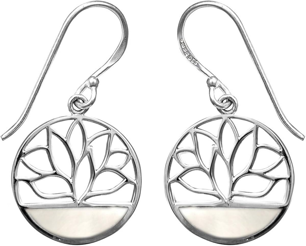 Boma Jewelry Sterling Silver Lotus Flower Dangle Earrings