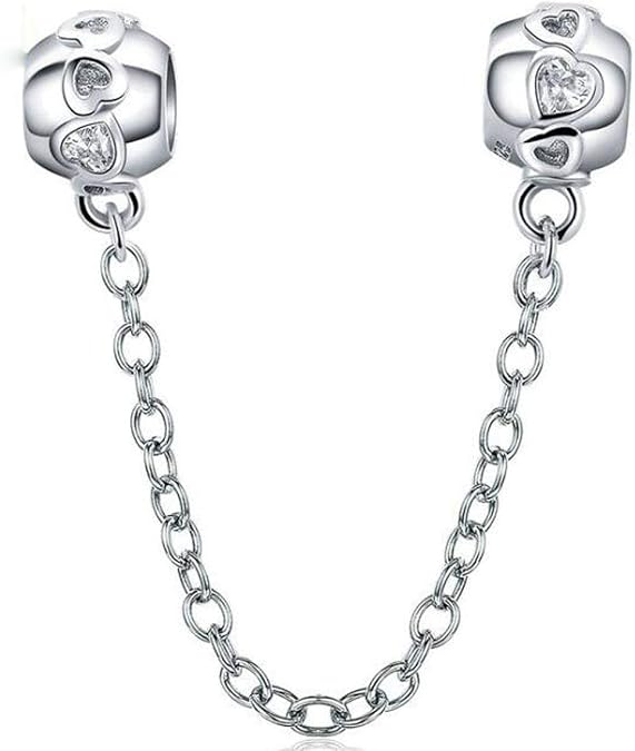 Heart Clasp Safety Chain Charm Authentic 925 Sterling Silver Clip Lock Stopper Charm Spacer Beads for Charms Bracelets