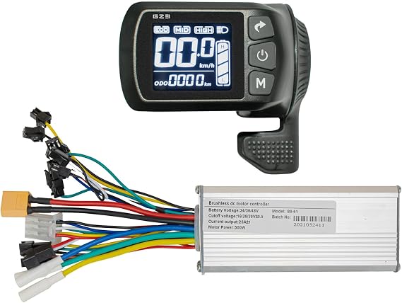 24V 36V 48V Ebike Controller Kit 500W Brushless Controller and LCD Display | 25A Brushless Motor Controller for Ebike, Electric Scooter Controller Replacement or Upgrade, Hall E Bike Speed Controller