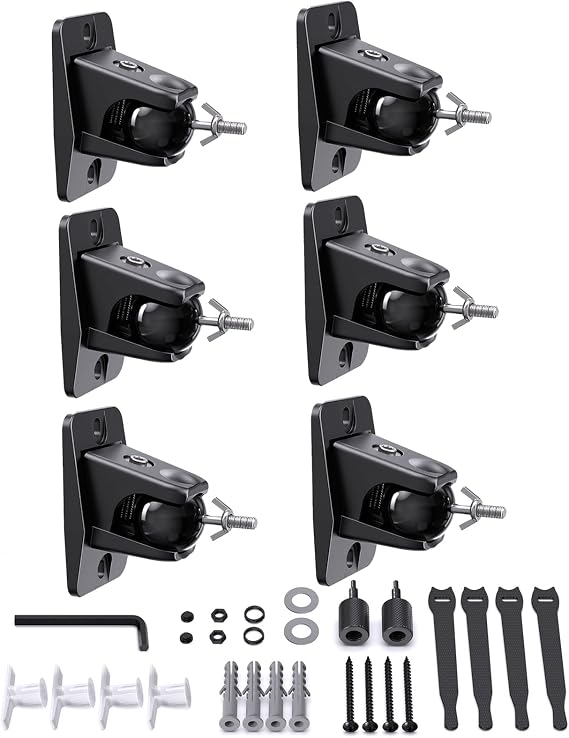 Surround Sound Rear Speaker Wall Mount, Ceiling Mount Bracket for Universal Satellite, fits Keyhole and Thread Hole with 1/4"- 20, 5mm & 4mm Thread, Works with Roku, Samsung q990D, Holds up to 11 lbs