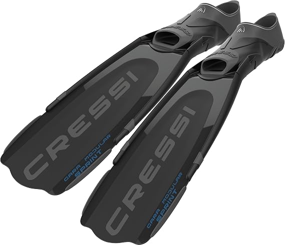 Versatile Fins for Scuba Diving, Snorkeling, Freediving - Gara Modular Interchangeable Blade System - Adjustable Full Foot Pocket - Gara Sprint: made in Italy by Cressi