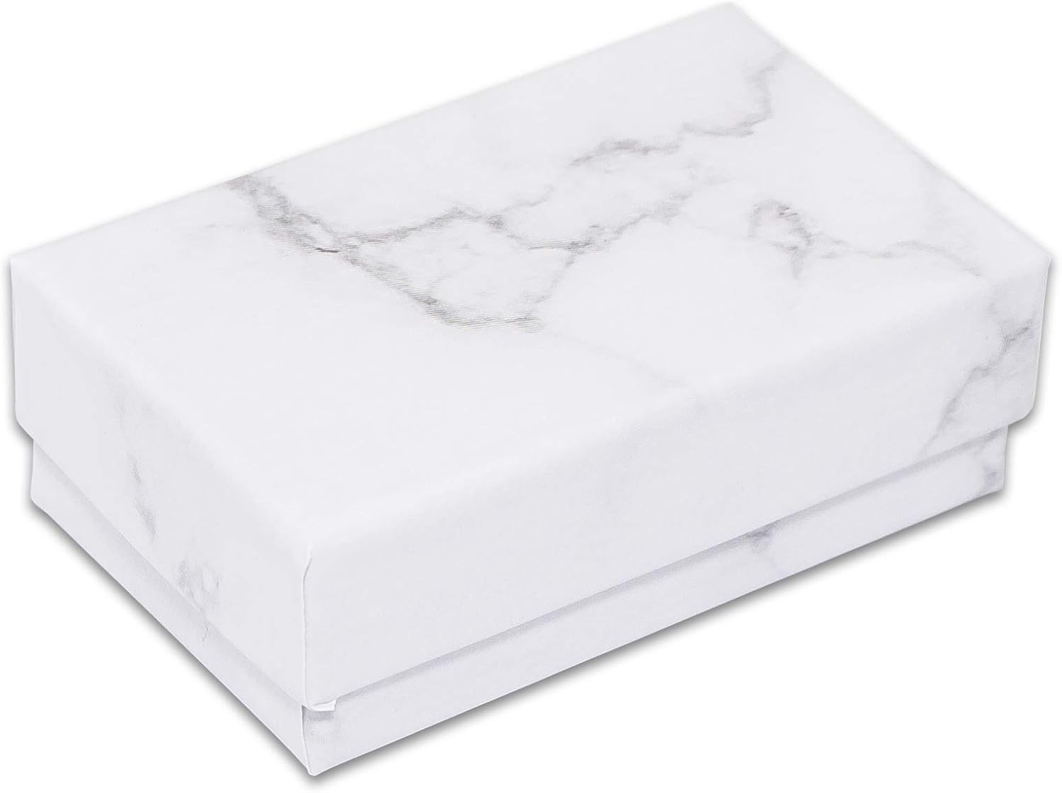 TheDisplayGuys - 25-Pack #21 Cotton Filled Cardboard Paper Jewelry Boxes Gift Case - Marble White 2.6 x 1.6 x 1.0 - for Shipping or Storage