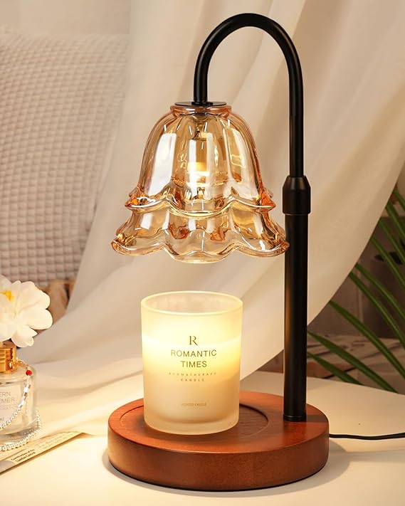 Funistree Candle Warmer Lamp with Timer & Dimmer, Adjustable Height Christmas Birthday Gifts for Women Mom, Flower Candle Lamp Warmer, Wax Warmer with 2 Bulbs, House Warming New House Decorations