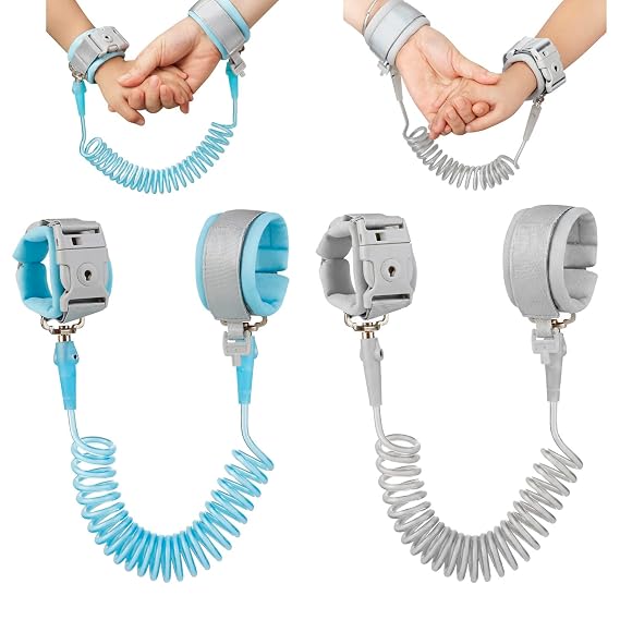 PandaEar 2 Pack Anti Lost Wrist Link, Toddler Safety Wrist Leash | Adjustable Wristband, Key Lock Design, Retractable 4.5ft Cord, 360 Swivel, Child Safety Leash for Travel & Crowded Places