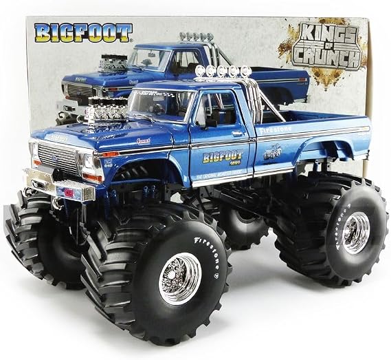 PRE-ORDER - 4 PACK 1974 Ford F-250 Monster Truck w/ 66-Inch Tires - Bigfoot #1 (Kings of Crunch) Diecast 1:18 Scale Model - Greenlight 13541