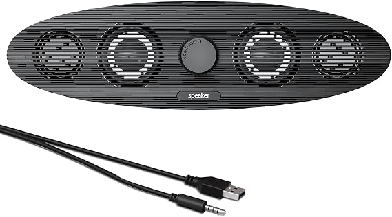 MELOGAGA Compact USB-Powered Computer Speakers with 3W Dual Speaker & Dual Diaphragm Stereo Sound, Volume Control Knob, 3.5mm AUX for PC, Laptop, Tablet, Phone (Windows, Mac, Linux) (E-1102)