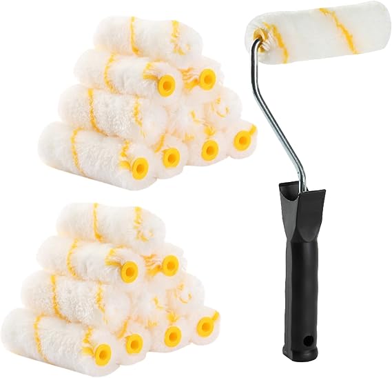 Bates- Paint Rollers, 4 inch Paint Roller with 20 Covers, Small Paint Roller, Paint Roller Covers, Mini Paint Roller, Paint Roller 4 Inch, Mini Rollers for Painting, Paint Rollers 4 Inch