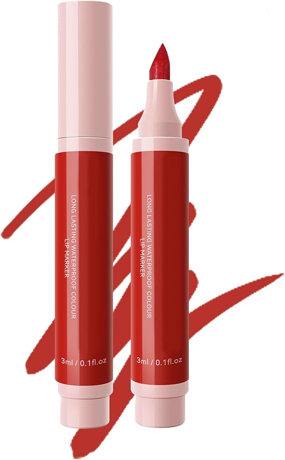 Red Lip Liner And Lipstick, 2-in-1 Red Matte Cream Lipstick & Lip Liner, Waterproof Sweatproof No Smudge Long-Lasting Moisturizing Highly Pigmented Makeup