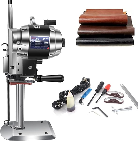 1100W Industrial Vertical Electric Cloth/Leather Cutting Machine, Vertical Straight Knife Electric Scissors with LED Light, Automatic Sharpening Blade,Cutting Thickness 6",8",10",8"