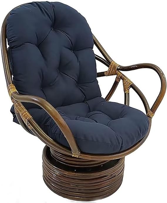 Waterpropf Swivel Rocker Chair Cushion One-Piece Tufted High Back Chair Cushion Patio Furniture Pads Seat Cushion Mat for Indoor Outdoor, Navy Blue (Only Cushion)