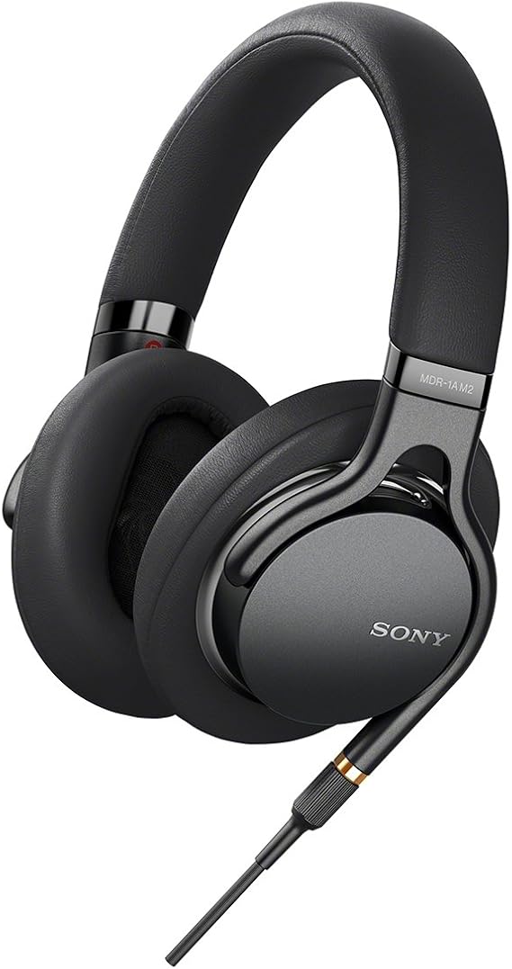 Sony MDR-1AM2 B Headphones, High Resolution, Enclosed, Foldable, Removable/Balanced Connection, Φ4.4 Cable Included, Remote Control/Microphone Included, 2018 360 Reality Audio Certified Model, Black,