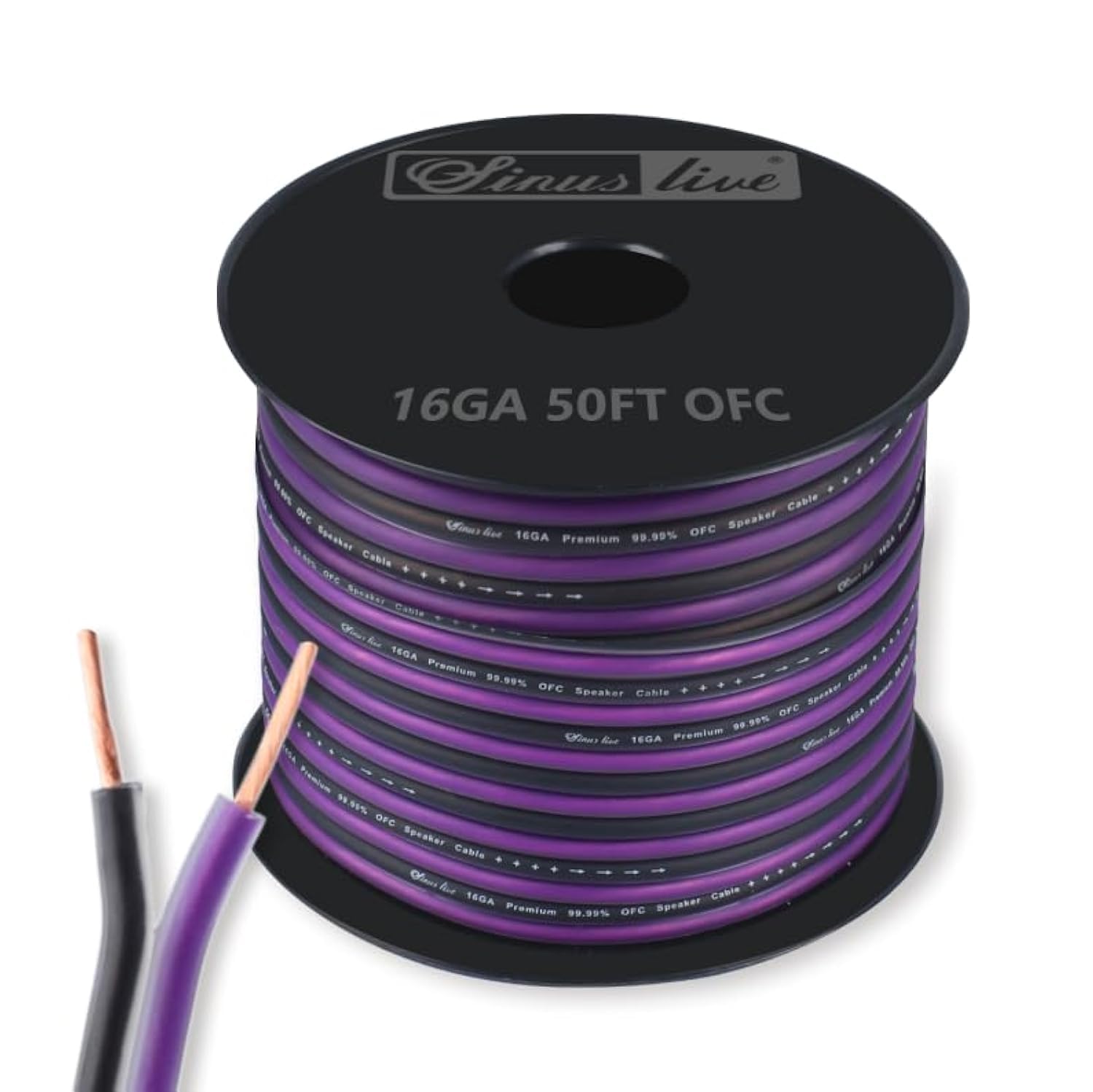 16-18AWG OFC100% Oxygen Free Copper Speaker Wire 50FT Great use for Home Theater Speakers Car Speakers HiFi Systems, Purple and Black
