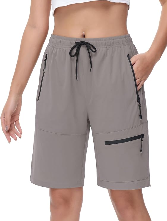 Women's Cargo Shorts with Zipper Pockets Quick Dry Lightweight Summer Shorts for Women Outdoor Hiking Travel