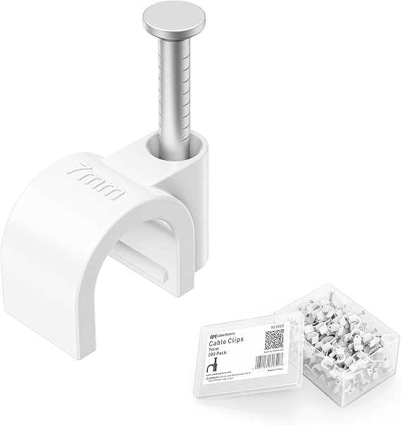 Cable Matters 200-Pack Nail-in Cable Clips, Cord Organizer, 7mm / 0.27 in.