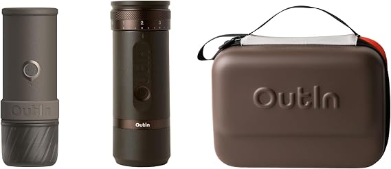 OutIn Nano Portable Electric Espresso Machine Fino Portable Electric Coffee Grinder and EVA Protective Case Plus