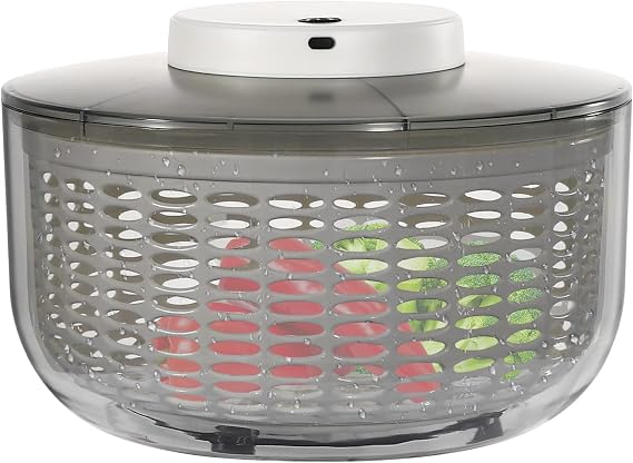 Electric Salad Spinner, 6L Large Lettuce Spinner & Vegetable Dryer, Rechargeable Fruit Washer with Colander Bowl, One-Touch Automatic Fast Drying for Kitchen