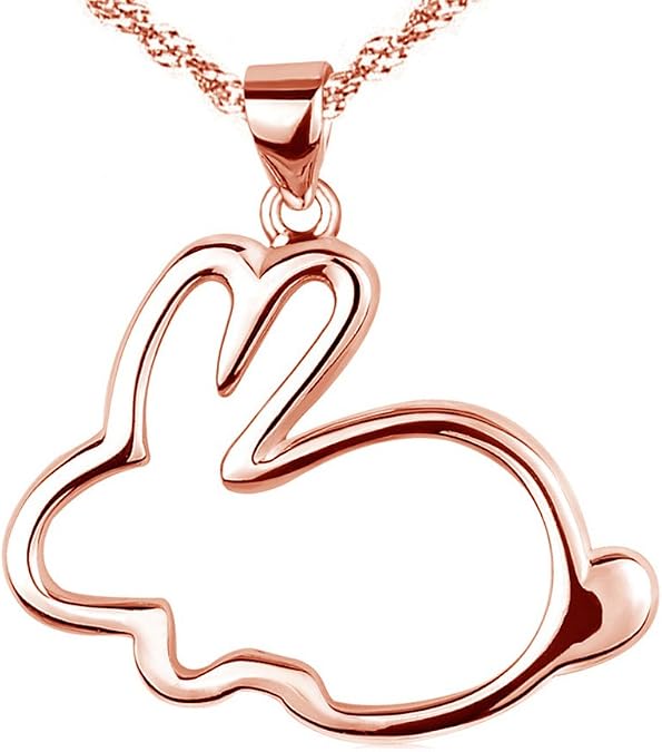 Paialco 925 Sterling Silver Cute Bunny Rabbit Pendant Necklace