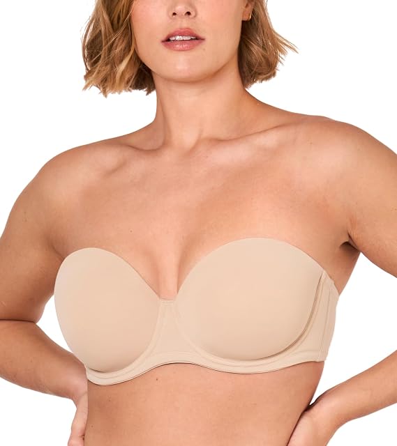 DELIMIRA Women's Strapless Bra Push Up for Bigger Bust Multiway Underwire Smooth Bandeau Bra