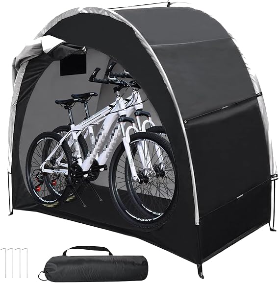 Bike Storage Tent with 210D Oxford Fabric PU4000 Waterproof,Heavy-Duty Bike Shelter for 2-3 Bikes Motorcycles Lawn Mowers,Outdoor Bike Shed Cover for Backyard Garage Camping Tools