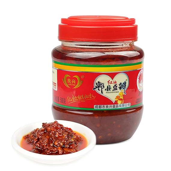 500g17.6 Oz.Chili Bean Sauce, Sichuan Pepper Bean Paste, Sichuan Pixian Doubanjiang with Red Chili Oil, Spicy Gochujang, Seasoning Sauce, for Mapo Tofu, Cooking, Foods, Dips and Marinades