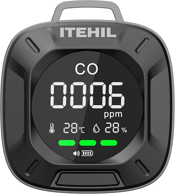 Portable Carbon Monoxide Detector, Mini 3-in-1 CO Detector for Travel & Camping, Camping Carbon Monoxide Detector for RV Car