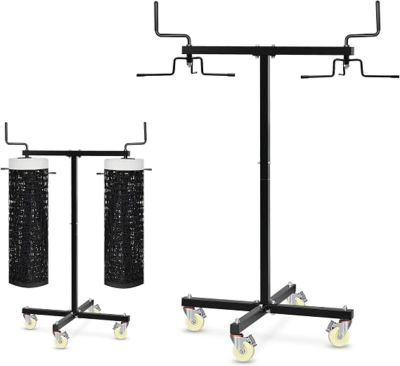 Rolling Sports Net Storage Rack with Lockable Wheels