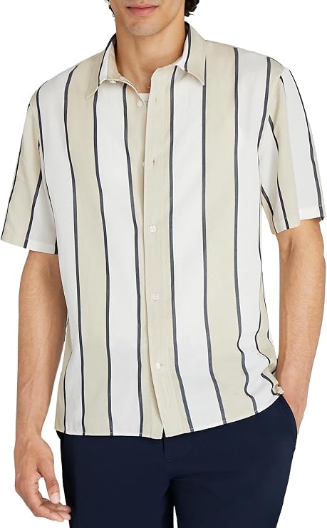 Club Monaco Men's Men's Short Sleeve Cabana Stripe Shirt