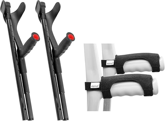 KMINA Folding Carbon Fiber Crutches and Crutch Pad Covers (2 Units)