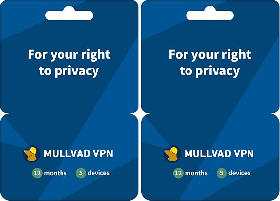 Mullvad VPN | 24 Months for 5 Devices | Protect Your Privacy with Easy-To-Use Security VPN Service (Pack of 2)