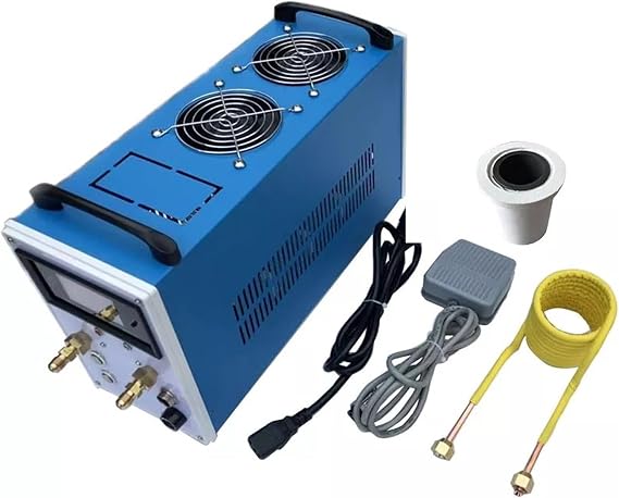 Induction Heater, Induction Heater 2800W ZVS Heating Machine Metal Melting Furnace High Frequency Welding Hardening Equipment,for Industrial and Domestic(4kw without crucible)