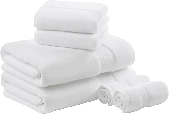 Madison Park 100% Turkish Cotton 600 GSM Bath Towel Set, 6 Piece, White