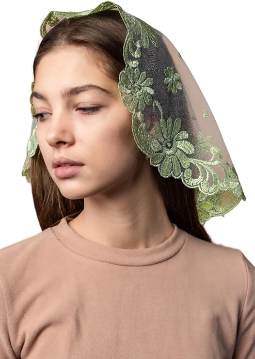 Catholic Mantilla Mass Infinity Veil Church Lace Veil Spanish Chapel Mass Head Covering Veil Short